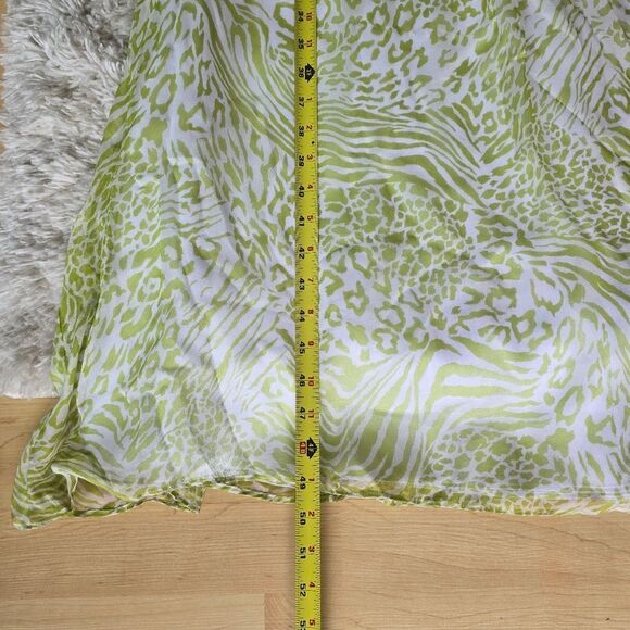 CAMILLE LA VIE Womens Maxi Dress Animal Print Lime Green 100% Silk Size 2 Glam - Picture 8 of 11